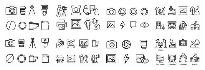 Photography equipment and icons set