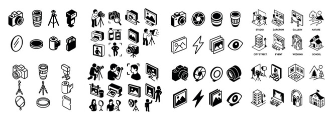 Photography icons collection set