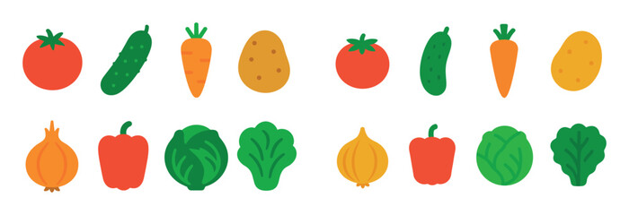 Fototapeta premium Colorful Vegetable Icons