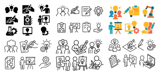 Creative collaboration icons set