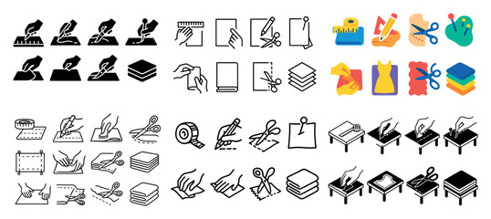 Obraz premium Crafting tools and techniques icons set