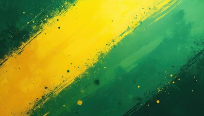 Abstract green and yellow brushstrokes with grunge texture and splatter effect. Dynamic and modern art background suitable for sports and creative designs. Energetic splash pattern. © Pete