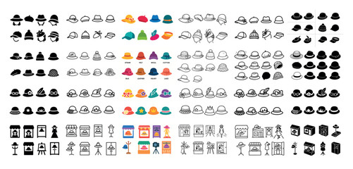 Collection of various hat designs