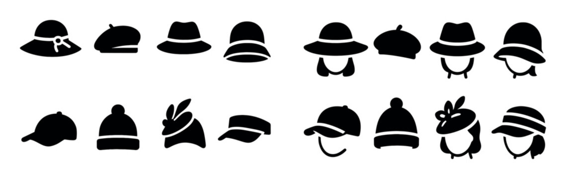 Women Hats Icon Set