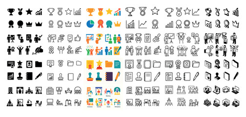 Business icons for achievement and success