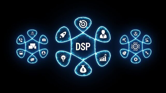 Digital marketing strategy concept D S P artificial intelligence A I business growth financial success technology innovation