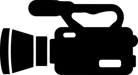 Professional Camcorder Icon Vector Illustration - High-Quality Black Silhouette Symbol Representing Video Recording, Filmmaking, Broadcasting, and Digital Media Production Equipment.