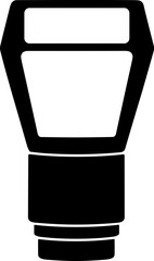 Simple Vector Icon of an External Camera Flash or Speedlight Strobe - Isolated Black Silhouette Symbol for Photography Apps, Studio Gear, E-commerce, and Equipment UI/UX Design.