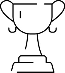 Winning trophy cup line icon celebrating achievement on white background