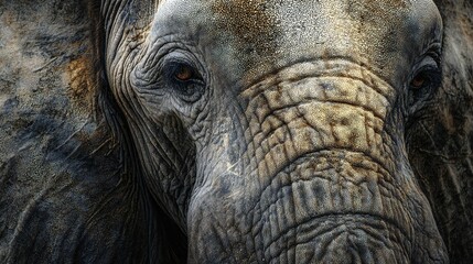 Fototapeta premium Elephant Gaze: Wildlife Nature Detail Texture Close-up 