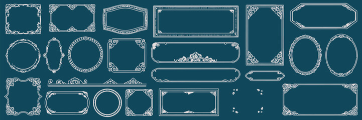 Elegant Vintage Ornamental Frame Set for Design Projects and Invitations