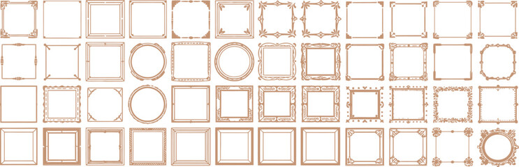 Collection of Ornate Square Frames and Borders - Decorative Design Elements