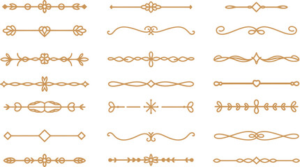 Collection of Elegant Golden Decorative Borders and Ornaments