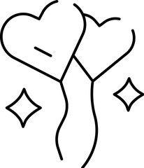 Floating heart balloons celebrating love and romance icon