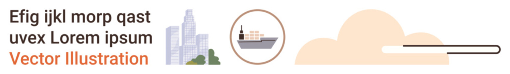 Business growth, transportation, city planning, global trade, technology, cloud storage. Urban skyline and cargo ship with cloud imagery. Business growth and transportation focus © robu_s