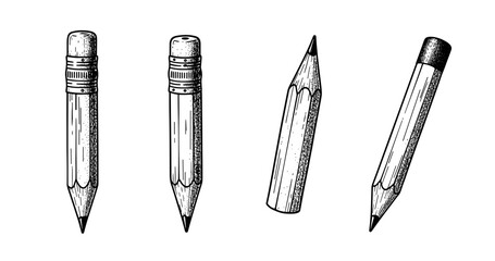 Hand-drawn pencil set: classic art supplies in detailed illustration