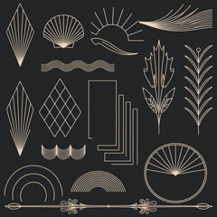 Set of Art Deco Decorative Elements and Geometric Designs