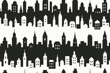 Obraz premium City skyline design with various buildings arranged in a pattern on a light background