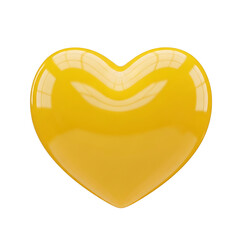Shiny yellow heart shape isolated on white background