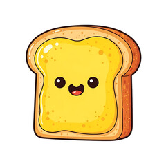 Cute cartoon toast with butter and happy face