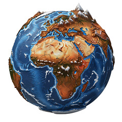 Detailed globe of earth with visible continents and oceans