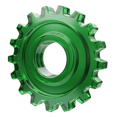 Green sprocket with central hole and jagged teeth