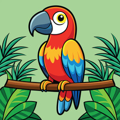 Vibrant tropical parrot illustration design