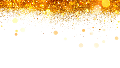 Abstract gold glitter and bokeh effect transitions from illuminated top to dark void below