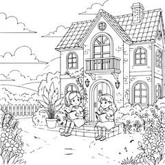 Obraz premium Kids activities coloring page for kids and adults