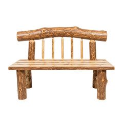 Handcrafted rustic wooden log bench with natural texture