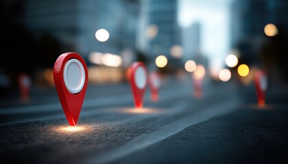 Enhanced Gps Mapping Interface For Tracking Multiple Destinations And Navigating Streets With Futuristic Location Technology And Navigation Pins