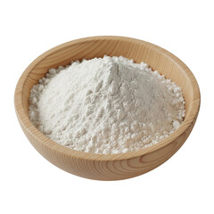 Light-toned wooden bowl filled with fine white flour