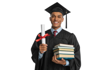 Smiling Graduate Holding Diploma