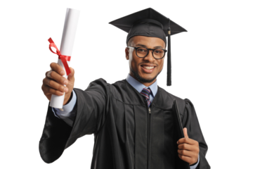 Smiling Graduate Holding Diploma