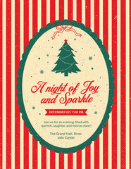 Vintage Christmas Event Poster with Tree and Holiday Typography