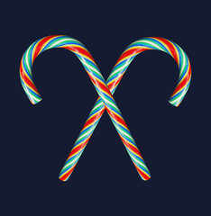 Realistic 3D Render of Striped Christmas Candy Canes Crossed Isolated