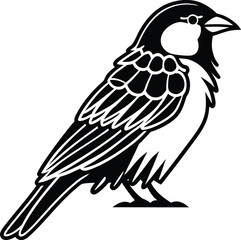 Minimalist Sparrow Silhouette Icon Vector Illustration  
