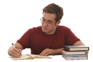 Student Studying with Books - Isolated