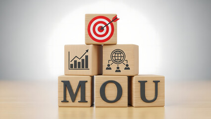 MOU Business Goal Target Blocks White Copy Space