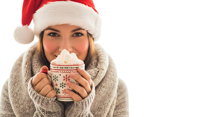 Cozy winter moments with warm drink and festive spirit