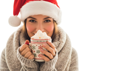 Cozy winter moments with warm drink and festive spirit