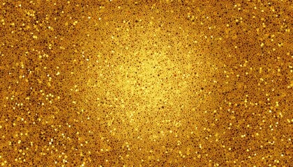 Gold Glitter Halftone Dotted Backdrop: Abstract Circular Retro Pattern For Pop Art. Blazing Explosion Of Golden Confetti In A Digitally Generated Image.
