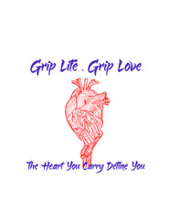 Grip Life Grip Love Skeleton Heart Illustration