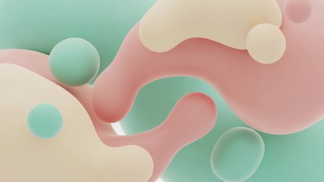 クレイのような質感のモダンでポップな幾何学パターン：ループ