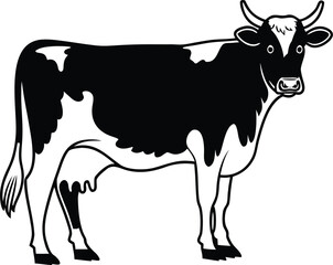 Detailed Cow Silhouette Icon Vector Illustration  
