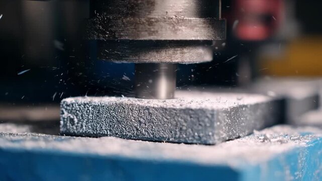 Close medium shot capturing polymer material under compressive stress to evaluate deformation and resilience during industrial quality control.