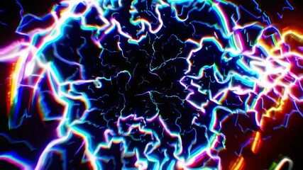 This stunning video captures a vivid display of swirling neon lights and electric colors. The dynamic movement creates an immersive visual experience, evoking excitement and energy.