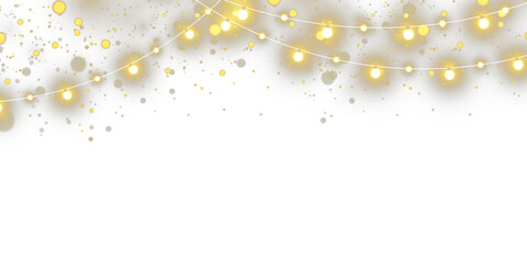 PNG Transparent Gold Light Garland Illustration on transparent background