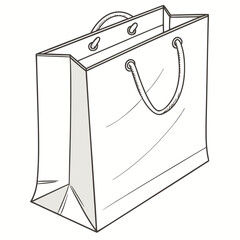 Illustration of a white shopping bag with white background.