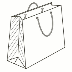 Illustration of a white shopping bag with white background.